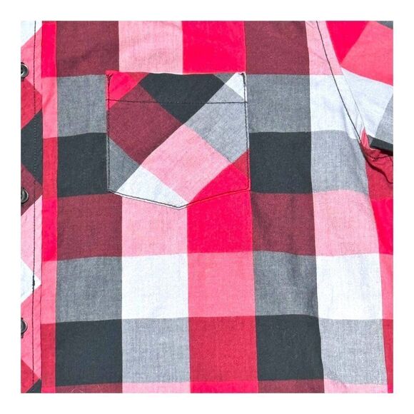 Tony Hawk Mens XXL Red & Black Plaid Short Sleeve Button-Up Shirt Bulldogs UGA - Picture 3 of 6